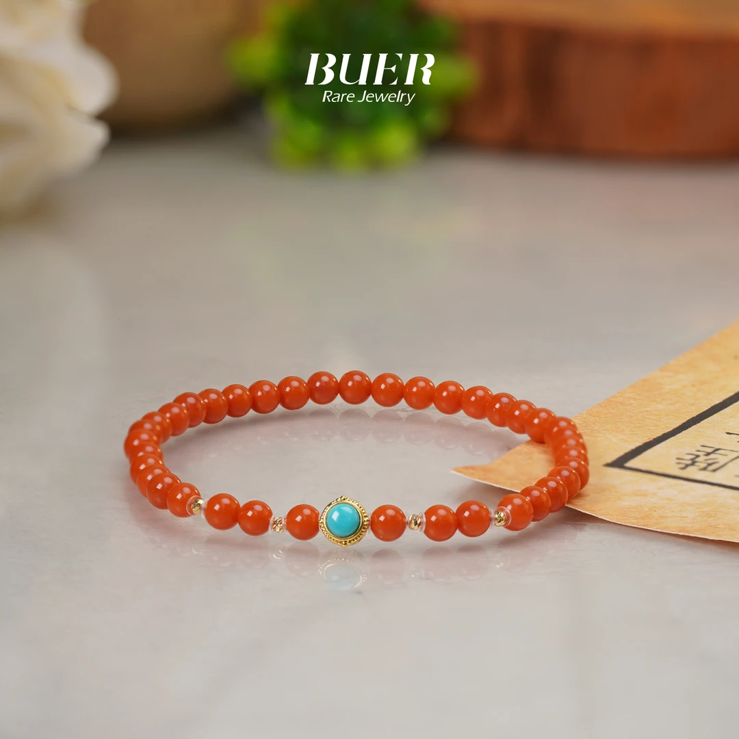 【不二】南红18K金DIY单圈手串4mm+