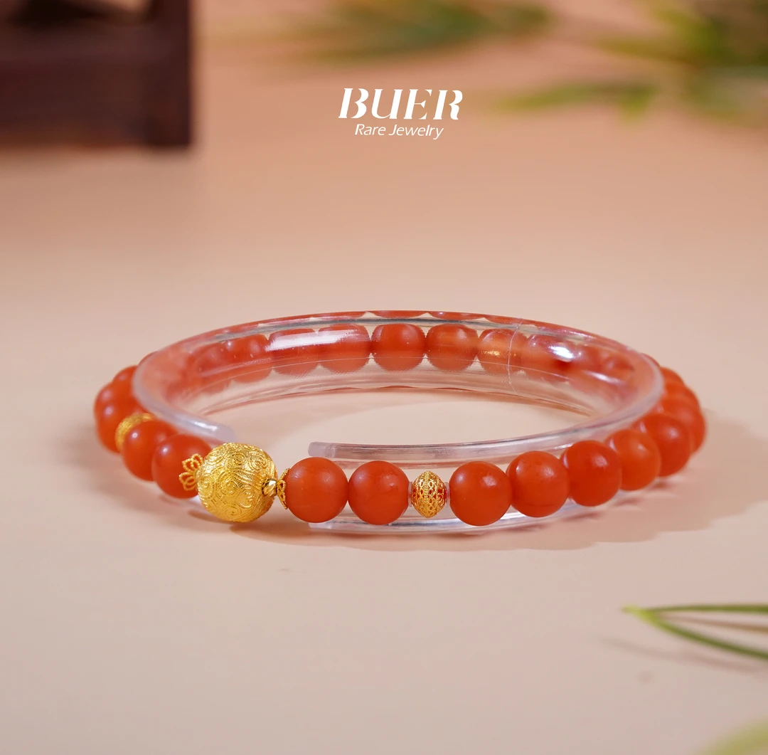 【不二】南红18K金DIY单圈手串6mm+