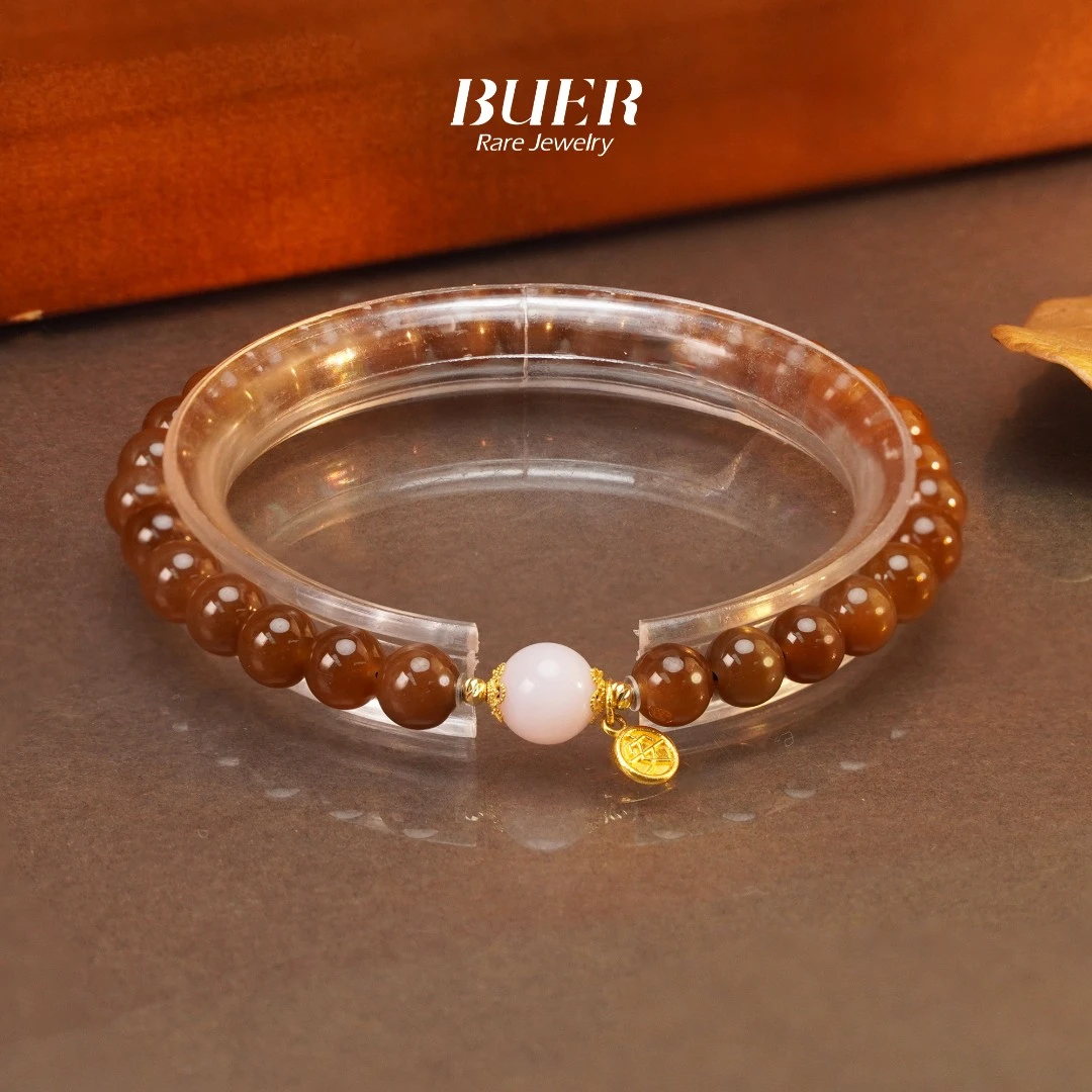 【不二】和田玉糖玉18K金DIY单圈手串6mm+