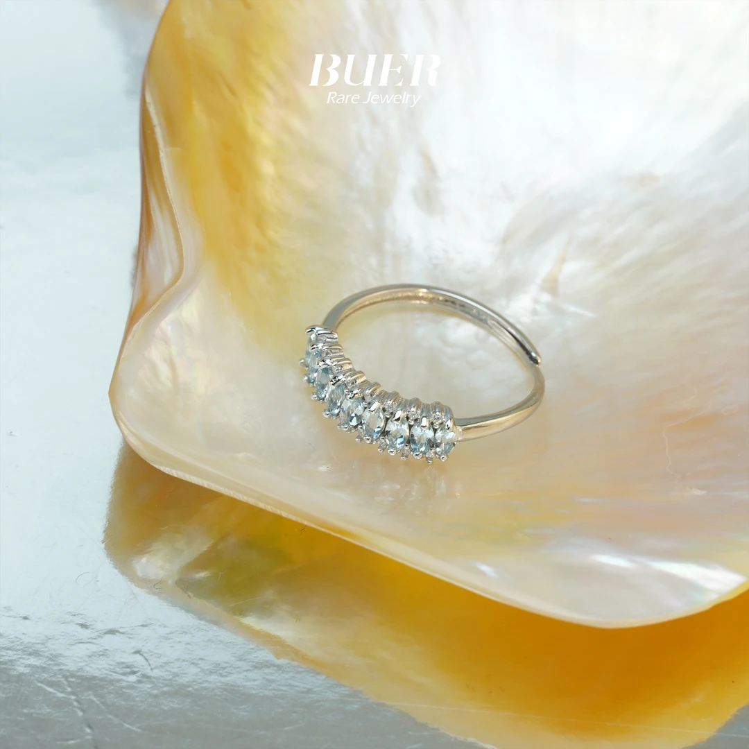 【不二】海蓝宝银镶戒指