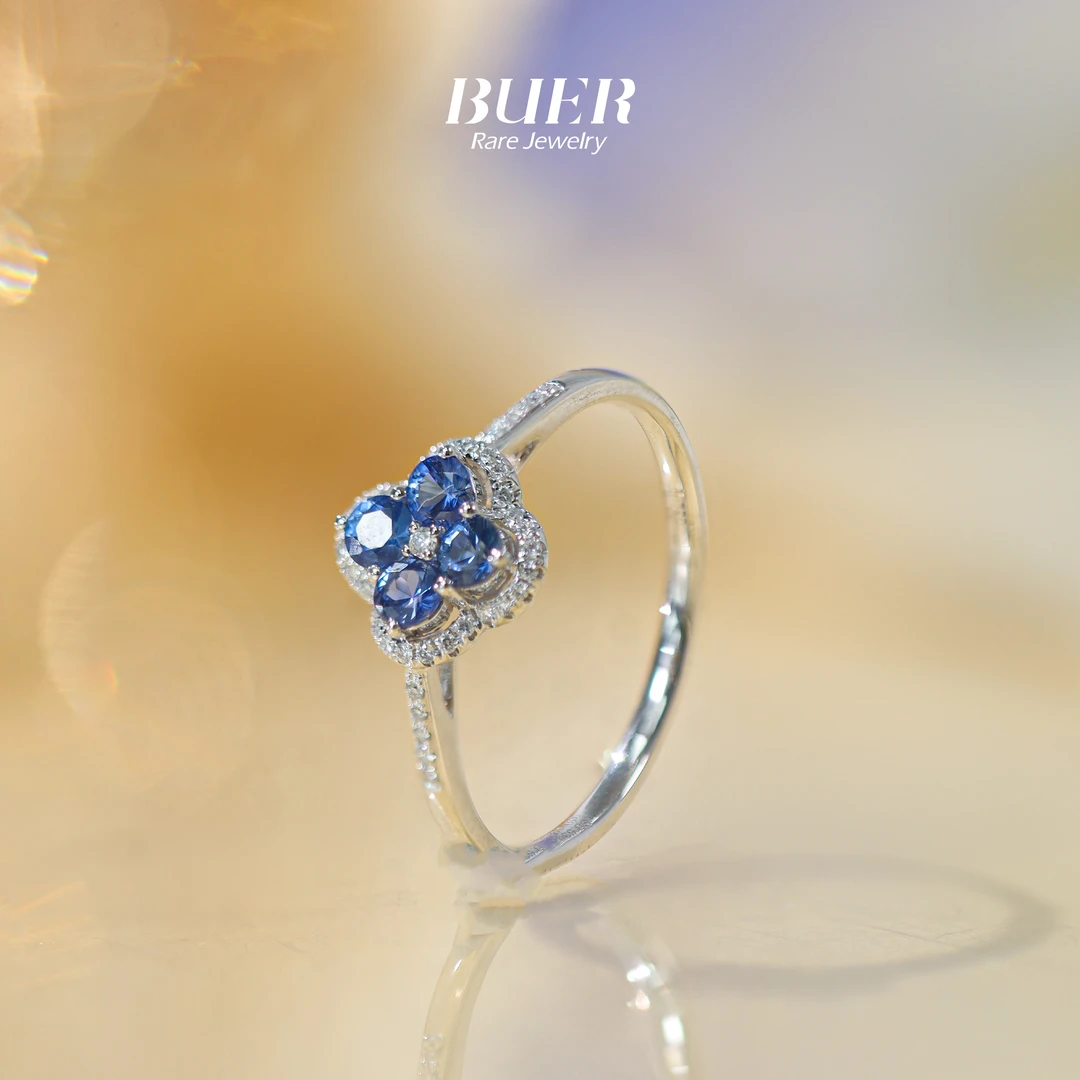 【不二】蓝宝石K金四叶草戒指