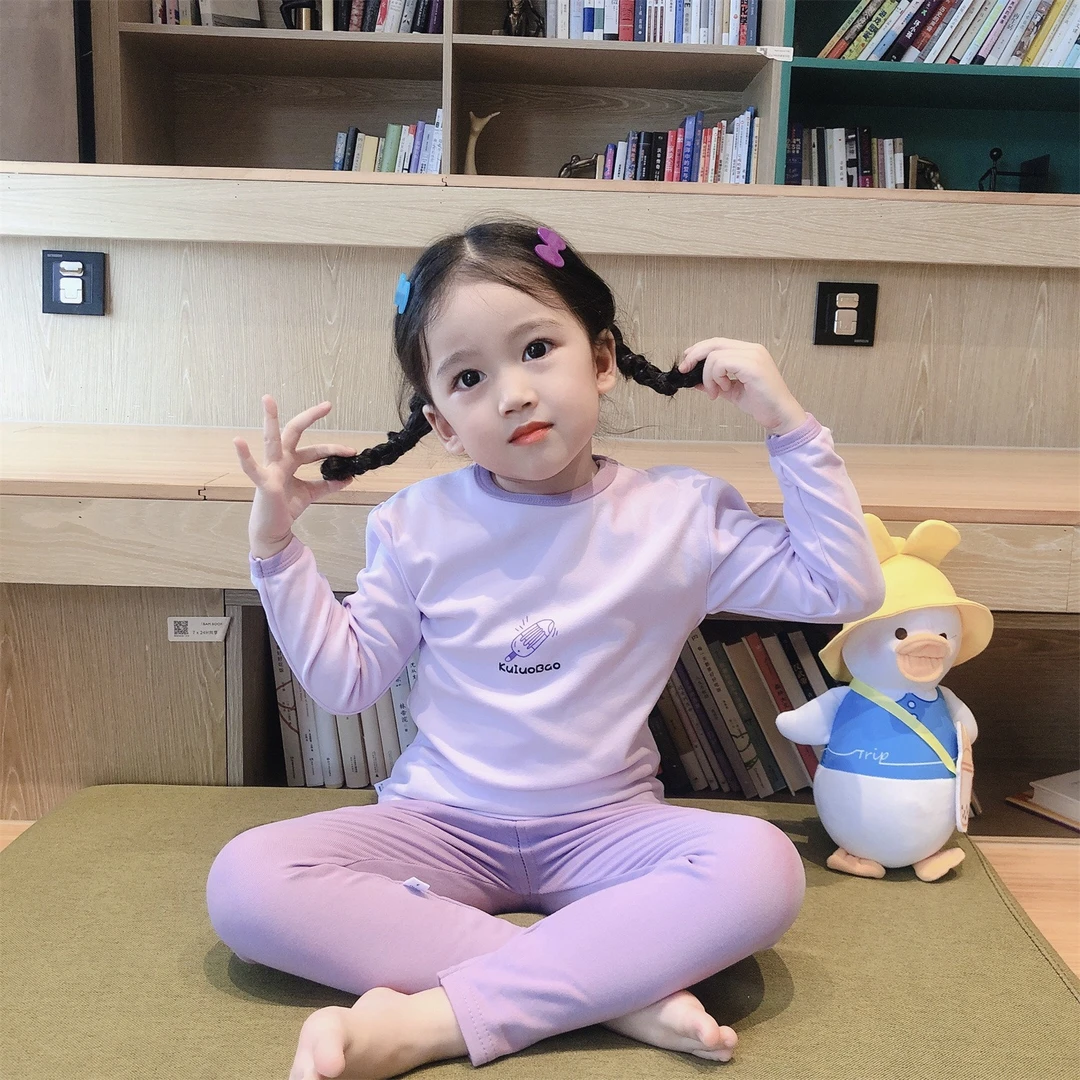 2024春秋款男女宝宝长袖家居服小中大童打底卡通德绒套装秋衣秋裤