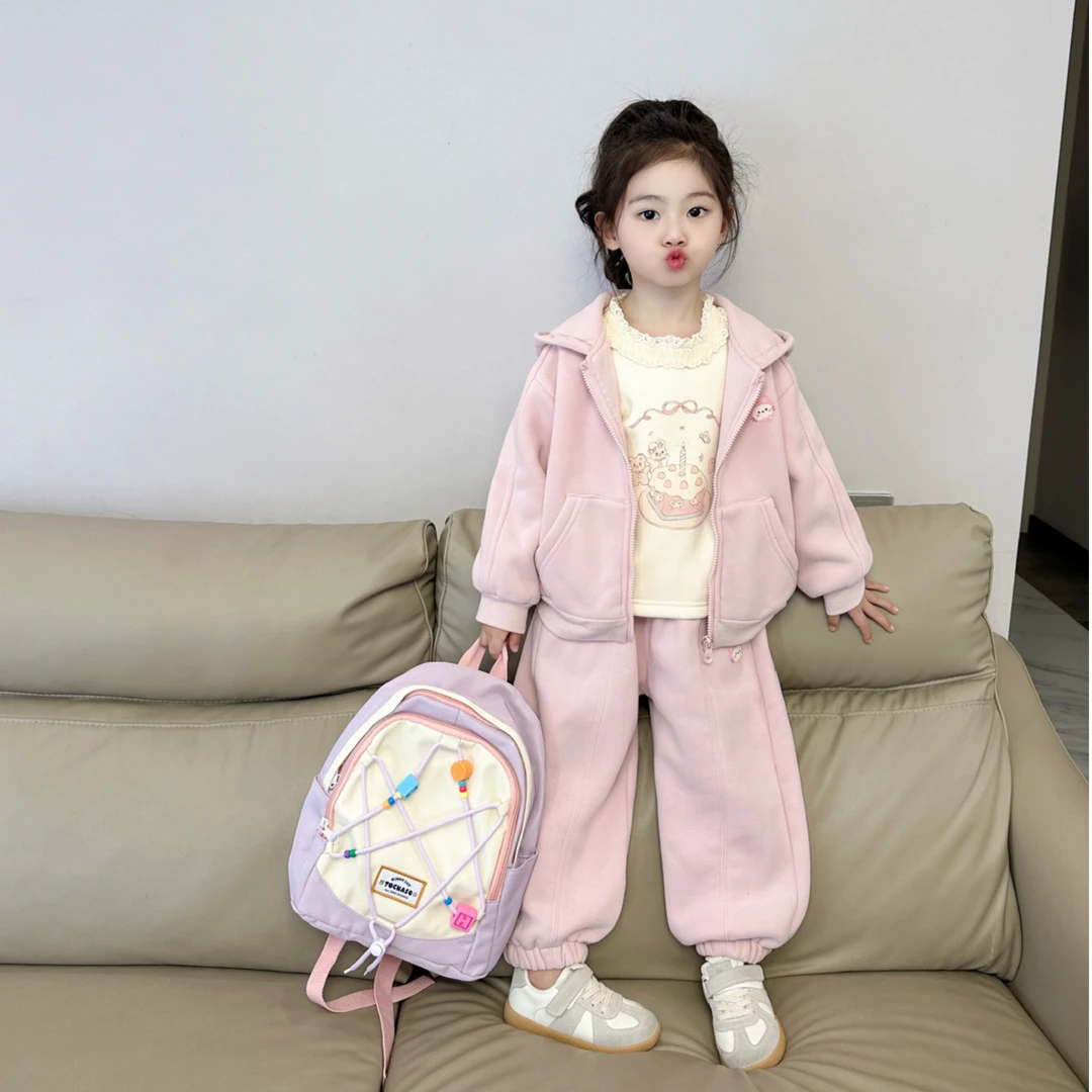 空空子.Studio【花边领猫咪蛋糕】2024秋冬女童加厚洋气卫衣套装