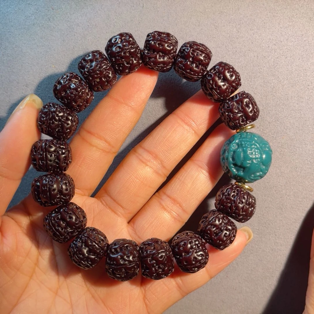 金刚菩提吊坠藏式直切一代龙黑金