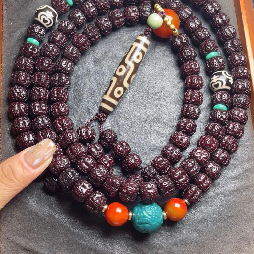 金刚菩提吊坠幸**满藏式直切一代龙黑金