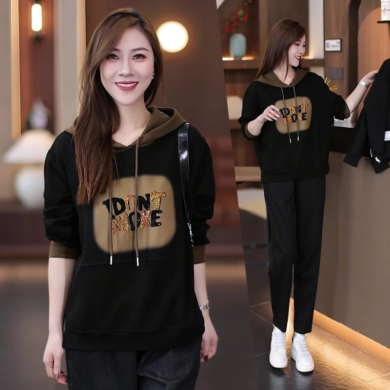 春秋女士长袖卫衣2025春季新款洋气时尚宽松显瘦连帽休闲百搭上衣