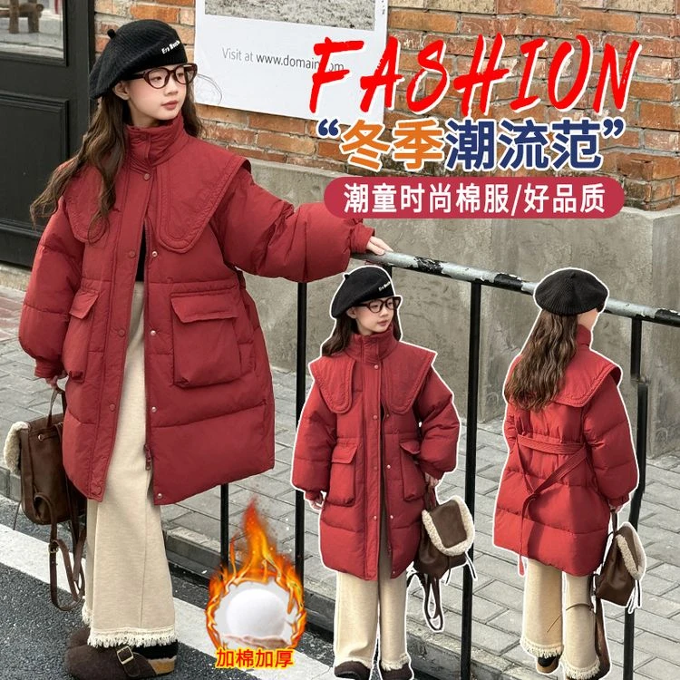 【丫丫童装】女童女款中大童宽松棉衣棉衣F686