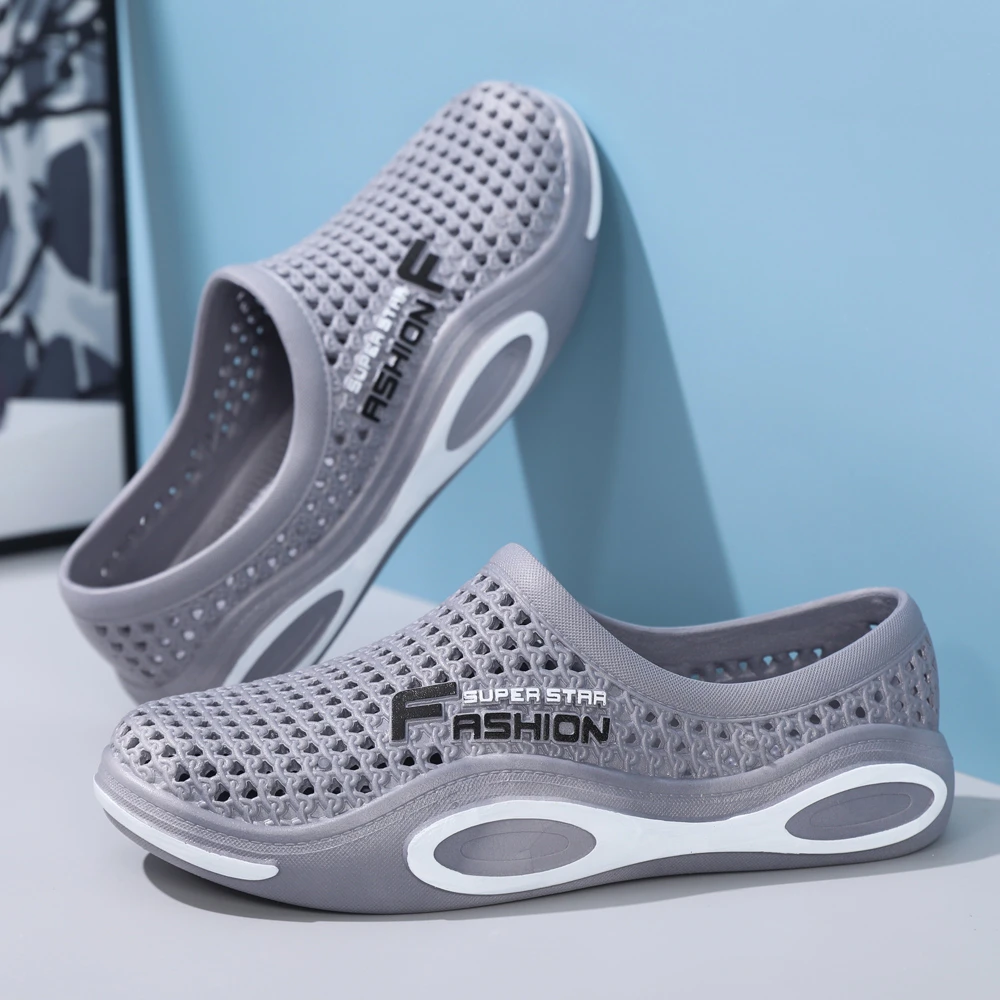 夏季新款包头鞋男款防水透气防滑男士沙滩凉鞋外穿开车洞洞鞋网鞋