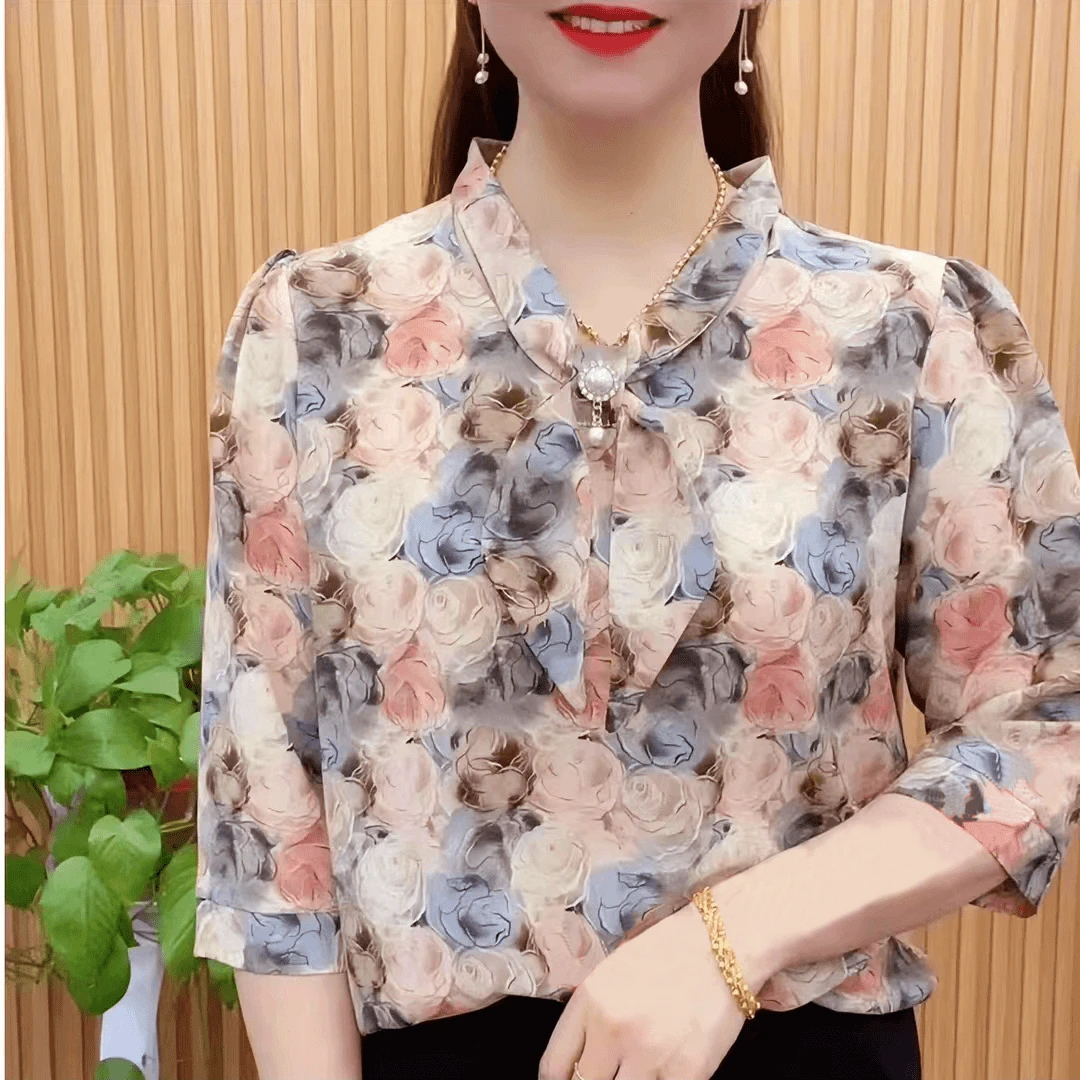 2025春秋新款T恤女宽松显瘦百搭上衣印花洋气减龄时尚打底衫休