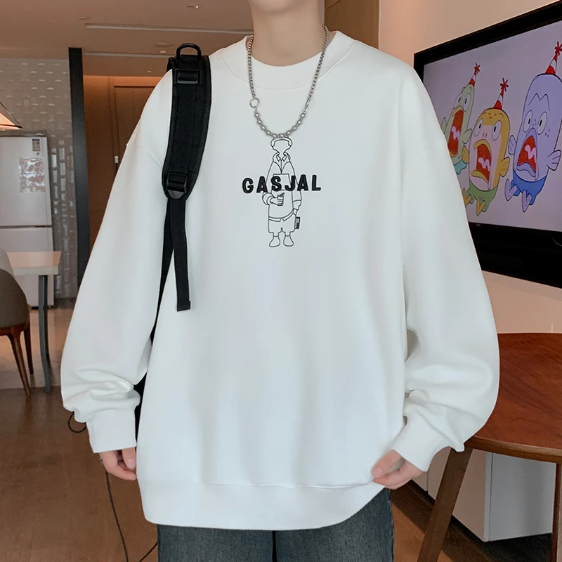 男生秋季上衣宽松百搭港风长袖休闲圆领套头韩版潮流情侣卫衣