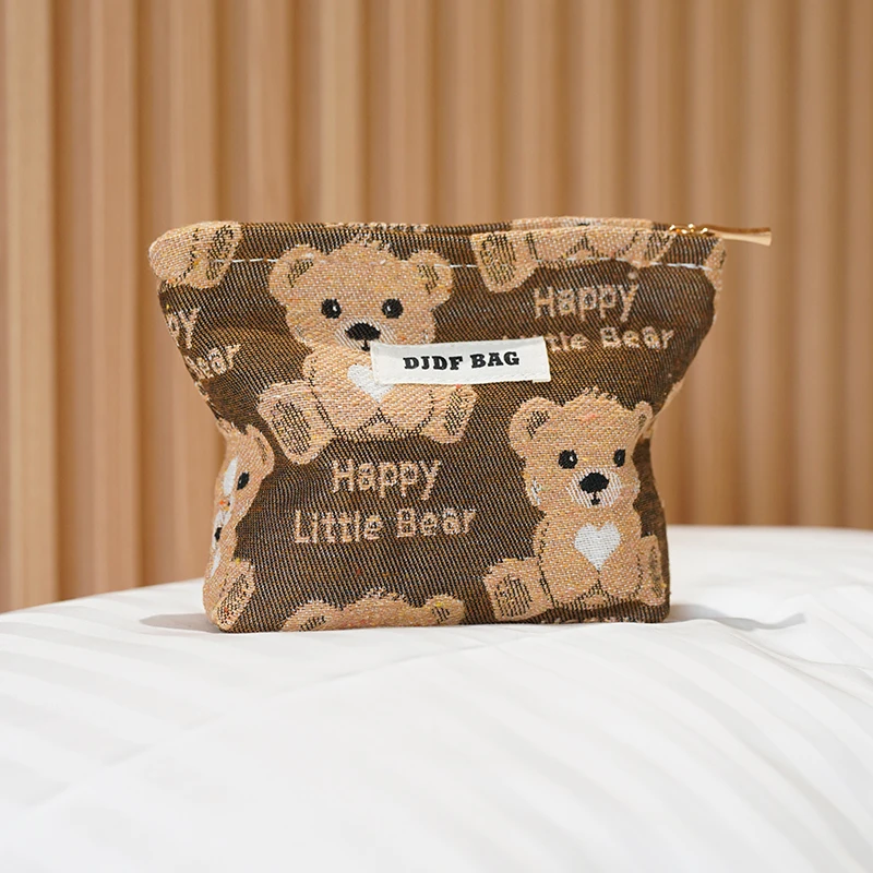 迷你便携可爱小熊小号化妆包精致零钱包大容量口红包钥匙收纳包小