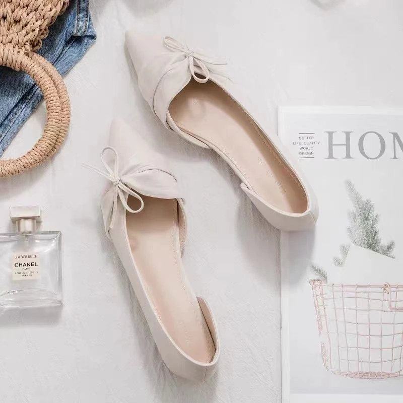 尖头单鞋女浅口平底鞋2024年新款夏季鞋子气质软底仙女风配裙瓢鞋