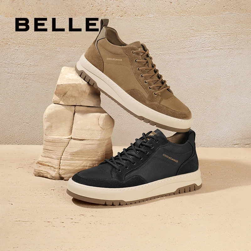 【加绒】百丽时尚休闲鞋男23冬新商场同款拼接舒适高帮板鞋8CZ01DD3