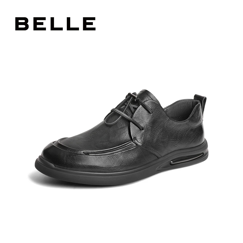 百丽商务休闲皮鞋男鞋2024夏新牛皮革低帮软底舒适爸爸鞋A1443BM4