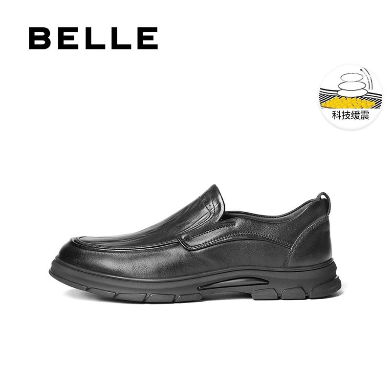 百丽套脚商务鞋男2025春新商场同款真牛皮一脚蹬休闲皮鞋8QD02AM5