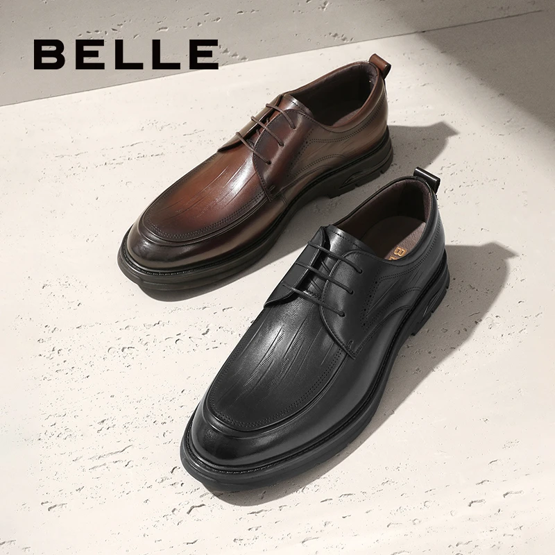 百丽通勤商务鞋男2023秋新商场同款牛皮革婚宴正装皮鞋8AC01CM3