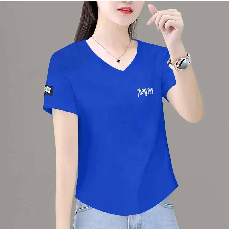 纯棉短袖v领t恤女夏季新款时尚百搭宽松显瘦女装遮肚上衣女体恤衫