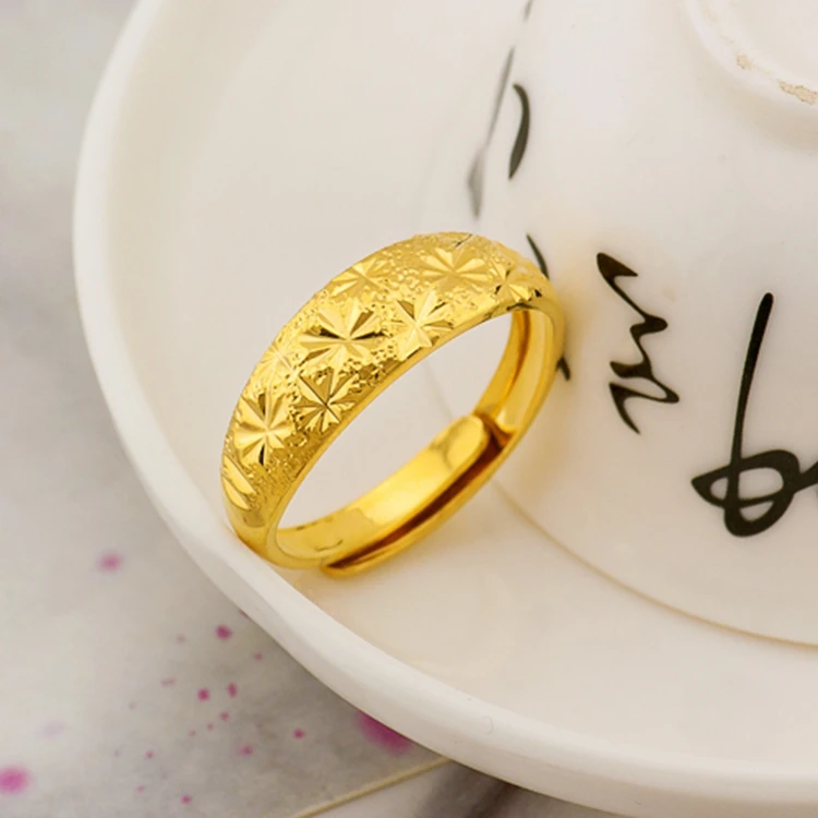 合金戒指 妈妈戒指满天星指环黄金色女款 可调节磨砂轻奢生日礼物