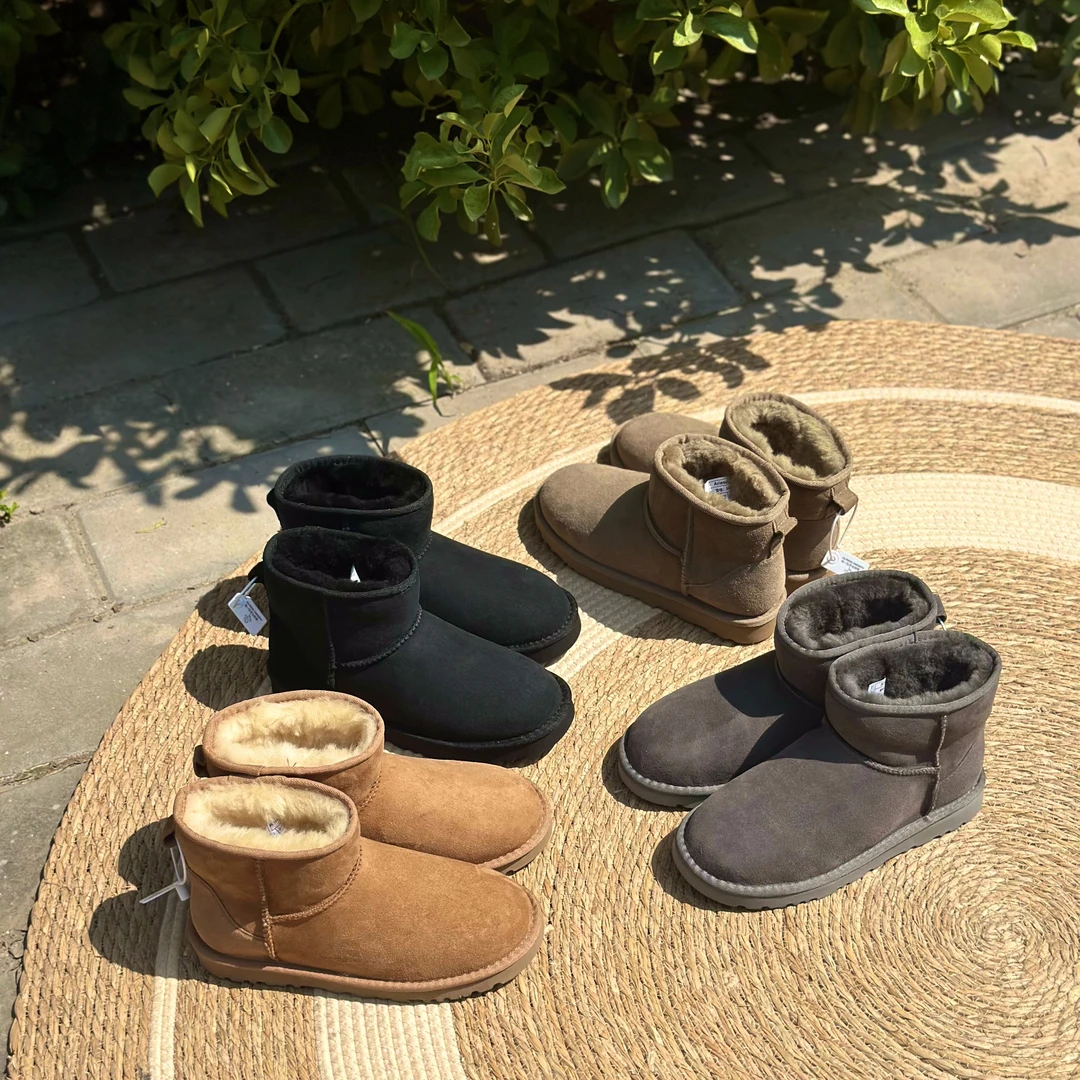 【桑坡】2024冬季新款5854经典羊皮毛一体短筒女式雪地靴保暖棉靴