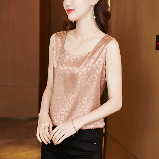 缎面小吊带背心女士外穿春夏季西装内搭大码方领无袖上衣打底衫