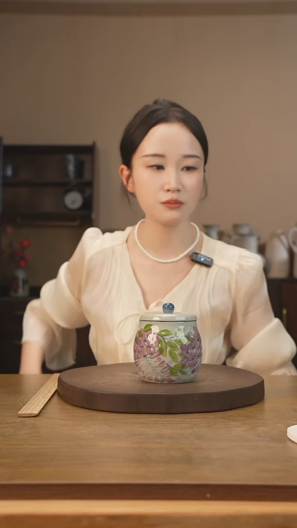 【闪购商品】碗锤纹茶叶罐（绿叶紫藤）