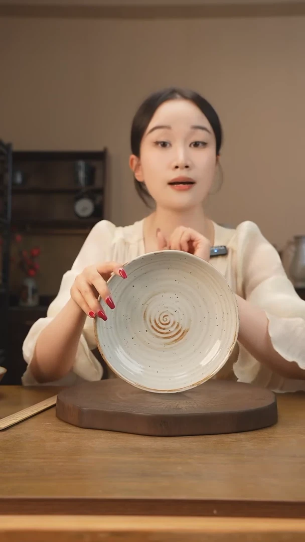 【闪购商品】碗8寸斜口盘（窑变白）