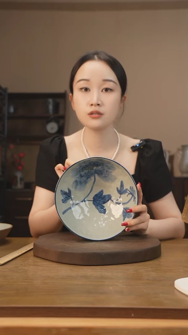 【闪购商品】碗8寸手捏大碗（青花牡丹）JH