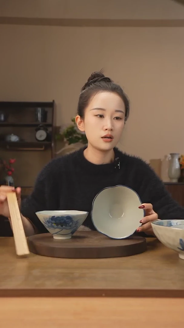 【闪购商品】碗拍一发二5.5花口斗笠碗（青花牡丹）