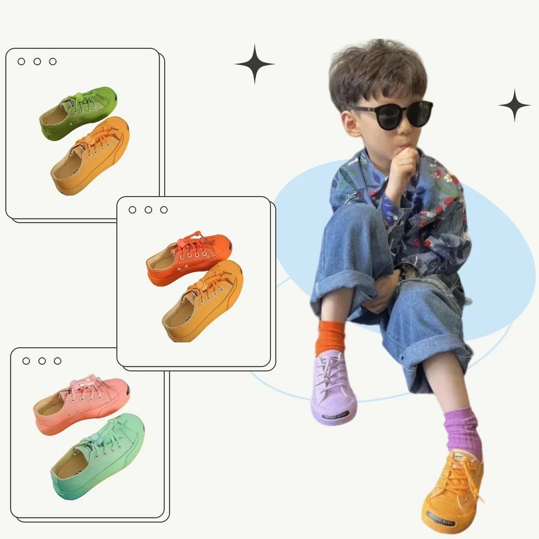 儿童帆布鞋春秋韩版低帮开口笑休闲鞋百搭糖果色鸳鸯鞋男童女童鞋