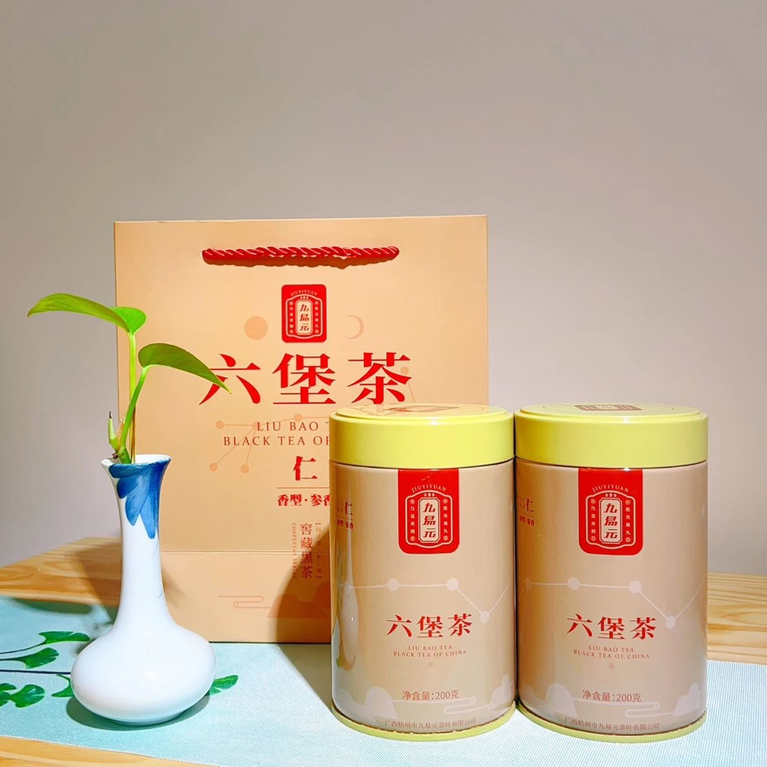 九易元六堡茶2008年老六堡参香《仁》系列2罐装散茶/400g，黑茶