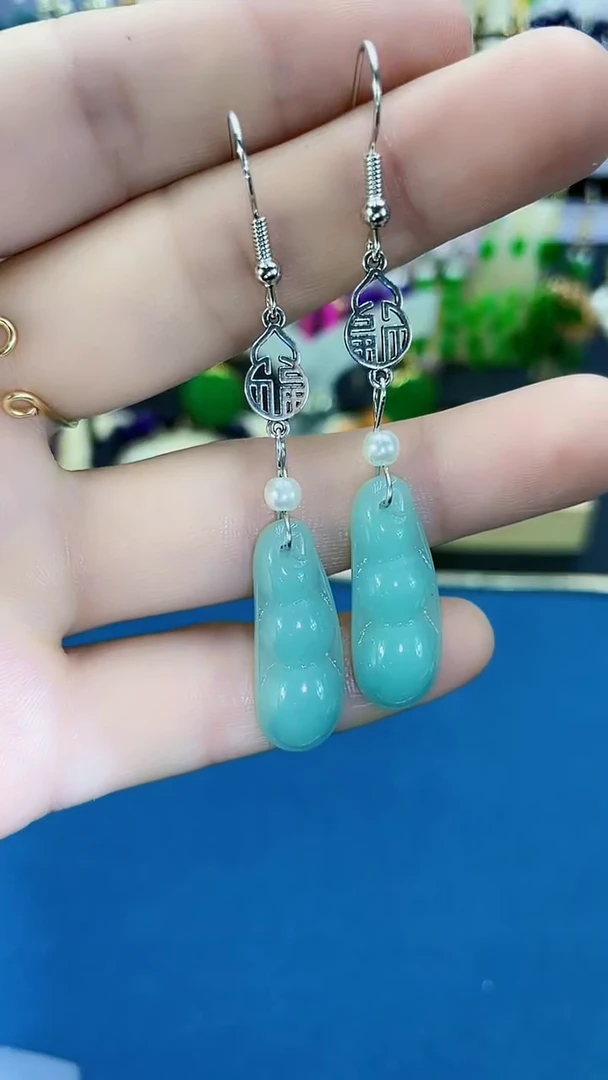 【闪购商品】翡翠耳饰银S925镶嵌09A
