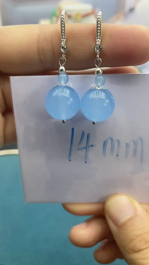 【闪购商品】海蓝宝石耳坠银S925镶嵌海蓝宝福利耳钩