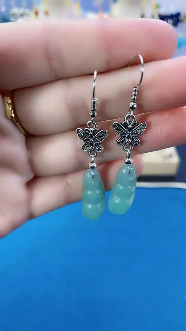 【闪购商品】翡翠耳饰银S925镶嵌09A