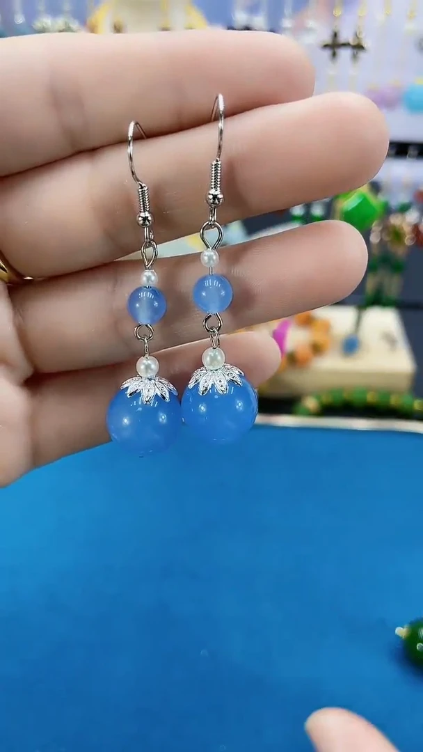 【闪购商品】海蓝宝石耳坠银S925镶嵌104