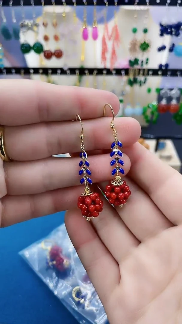 【闪购商品】琥珀耳饰14K金镶嵌605