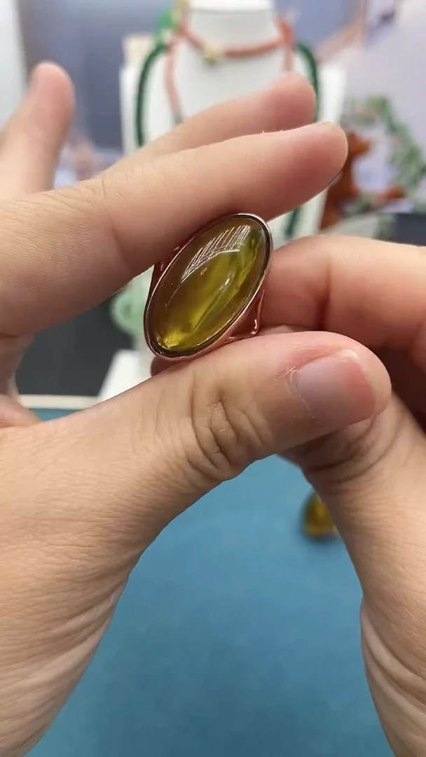 【闪购商品】琥珀戒指未镶嵌长款戒指