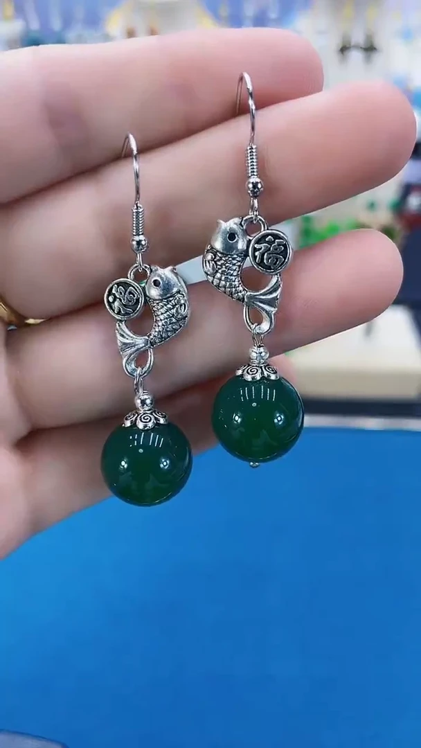 【闪购商品】玛瑙/玉髓耳饰银S925镶嵌096