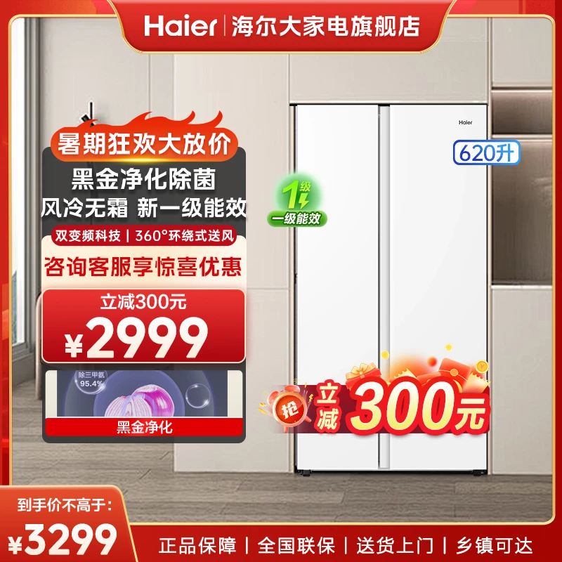 【直播间同款】Haier/海尔会员专属冰箱补贴链接大容量双门白色静音