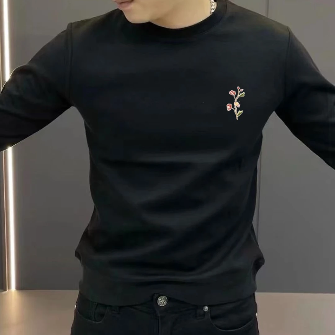 2024秋冬季新款潮流印花卫衣男士时尚套头圆领长袖休闲百搭上衣潮