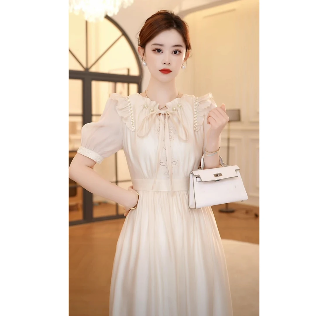 【嘉嘉-福利款】港岛日落 原创设计气质前后两穿连衣裙 XJ242L1025