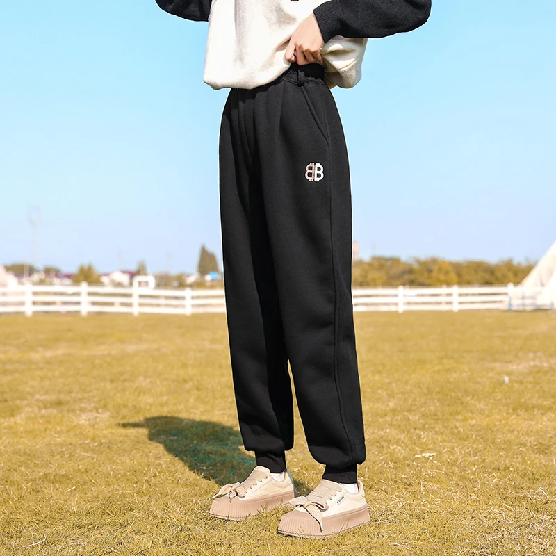 女童休闲裤2023新款儿童秋冬休闲长裤一体绒大童运动裤子加厚冬装