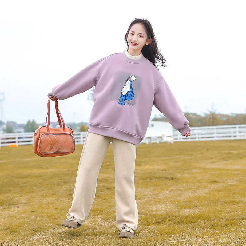 女童秋冬装卫衣2023新款洋气儿童加绒上衣中大童女孩上衣6-12岁