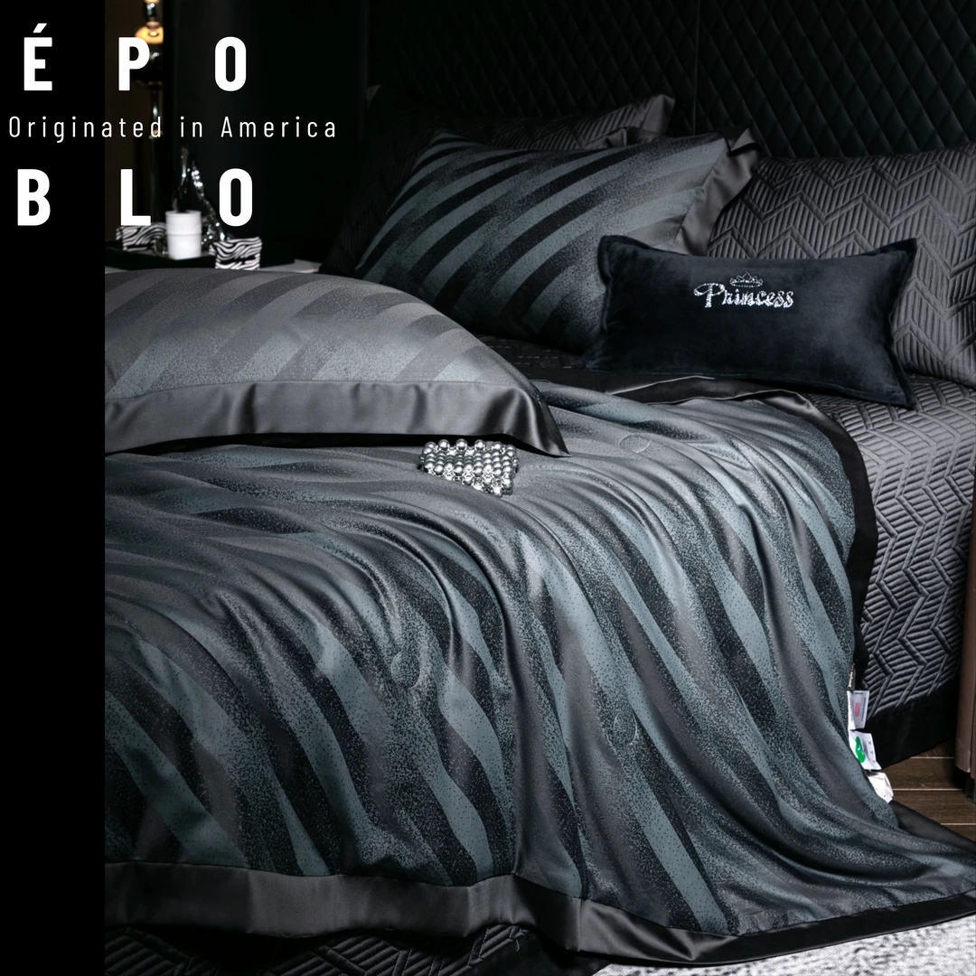 桑蚕丝夏凉被床盖【美版-帕嘉尼】超细旦冷凝天丝棉/色织锦缎四件套