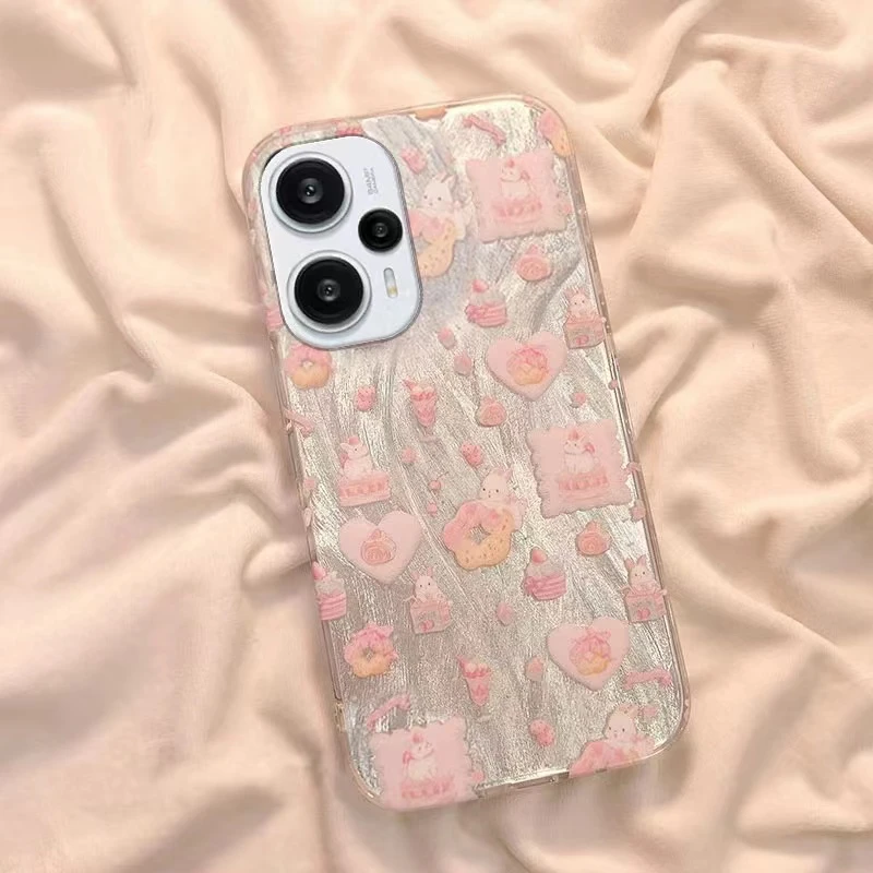 ins可爱爱心兔子适用苹果15pro手机壳华为PURA70小米oppo少女vivo