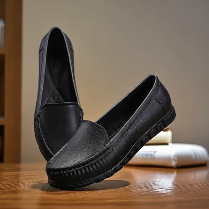 软底妈妈百搭防滑新款黑色爆款平底春秋乐福鞋豆豆鞋女2024一脚蹬