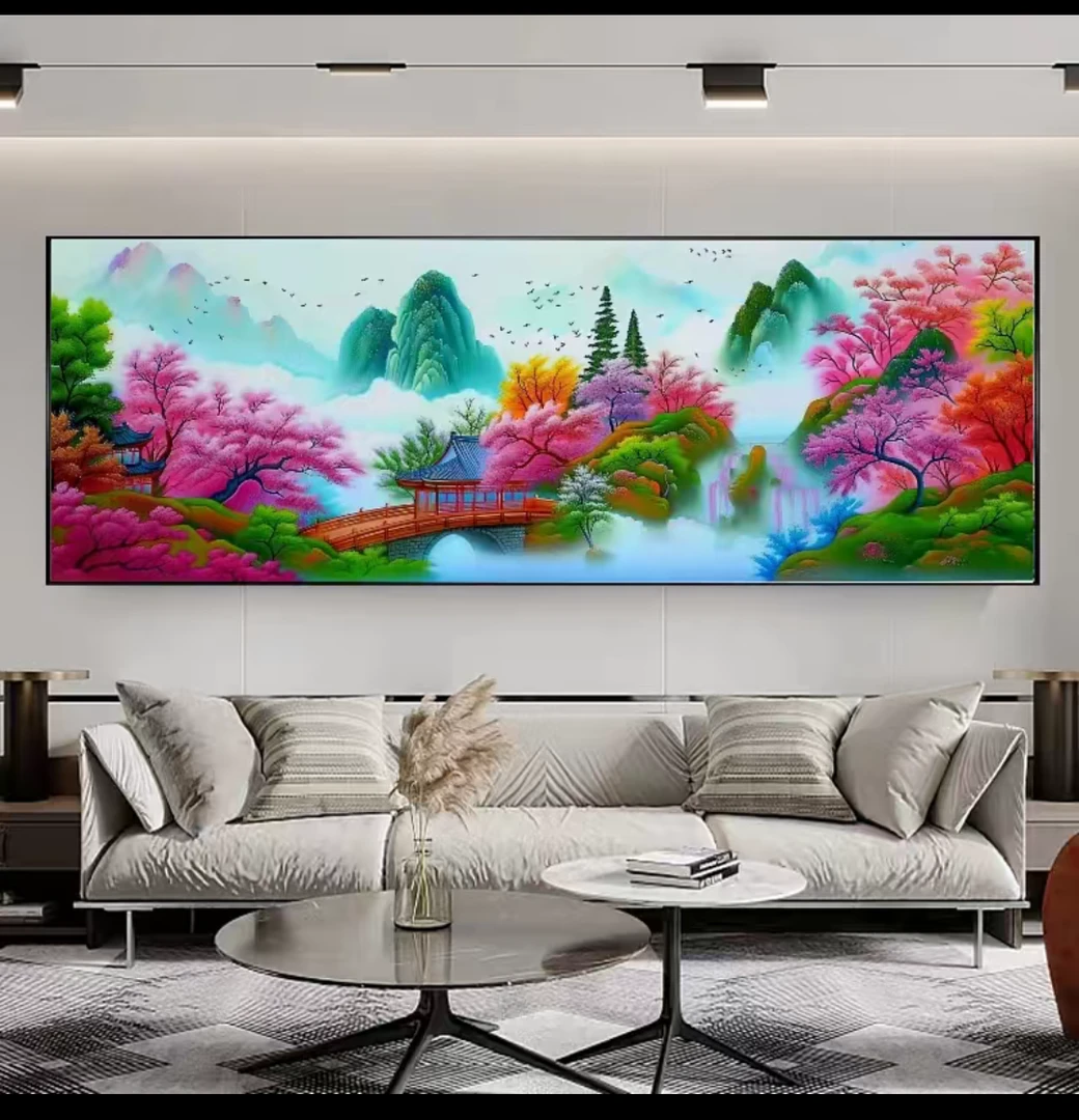 【300】桃园仙谷 大格180x80 满绣无勾边十字绣套件