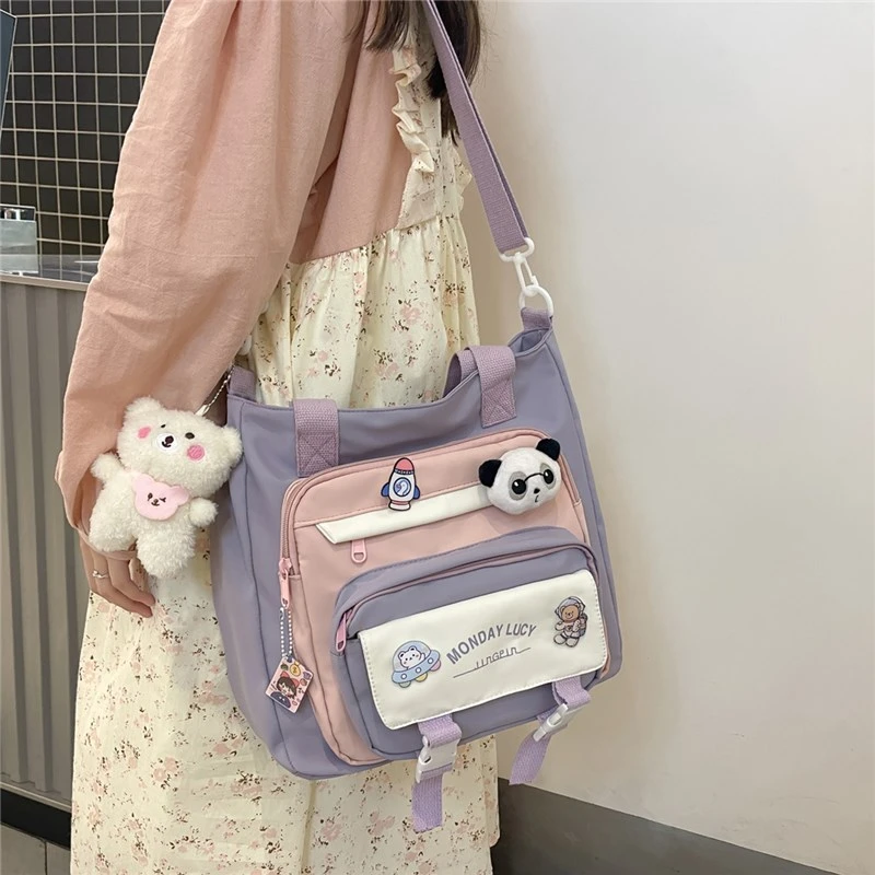 单肩包女学生补习袋手拎书袋小学生斜挎手提袋初中生帆布袋补课包