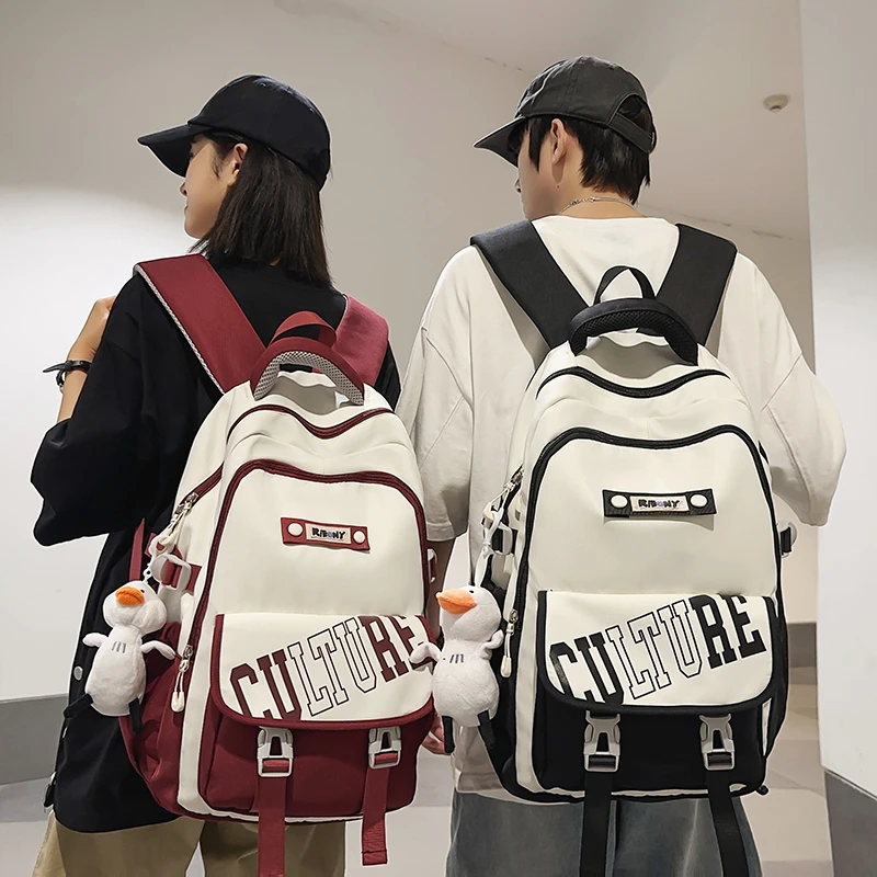韩版新款时尚港风潮流双肩包女初中生书包日系ins大学生背包男
