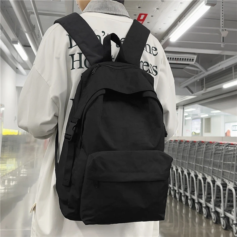 双肩包男士简约大容量旅行背包女休闲日系初中生高中大学生书包男