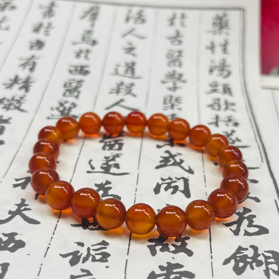 轻奢女款冰红玛瑙潮品手串尺寸8mm纹理属天然现象喜欢在拍